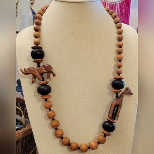 Wooden Afrocentric Chunky Beaded Necklace